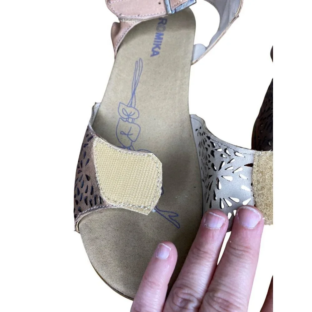 Romika Nevis 05 Womens Leather Wedge Sandals Size 42 / 11 comfort padded insole